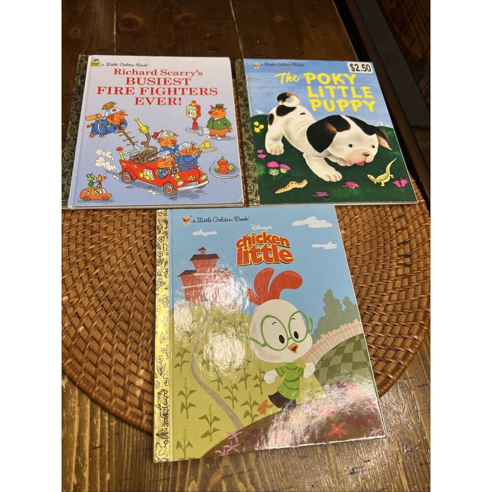 Vintage A Little Golden Book Chicken Little Poky Little Puppy Richard Scarry (3)